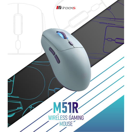 iRocks 艾芮克 M51R 雲際藍 無線三模光學滑鼠 iRocks 艾芮克 M51R 雲際藍 無線三模光學滑鼠