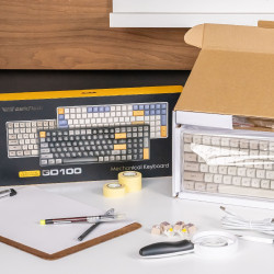 darkFlash 大飛 GD100 雙模無線機械鍵盤 黃軸 黑糖色 100鍵 (2.4G/USB-C) (熱插拔軸體)